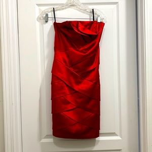 Jessica McClintock red strapless dress